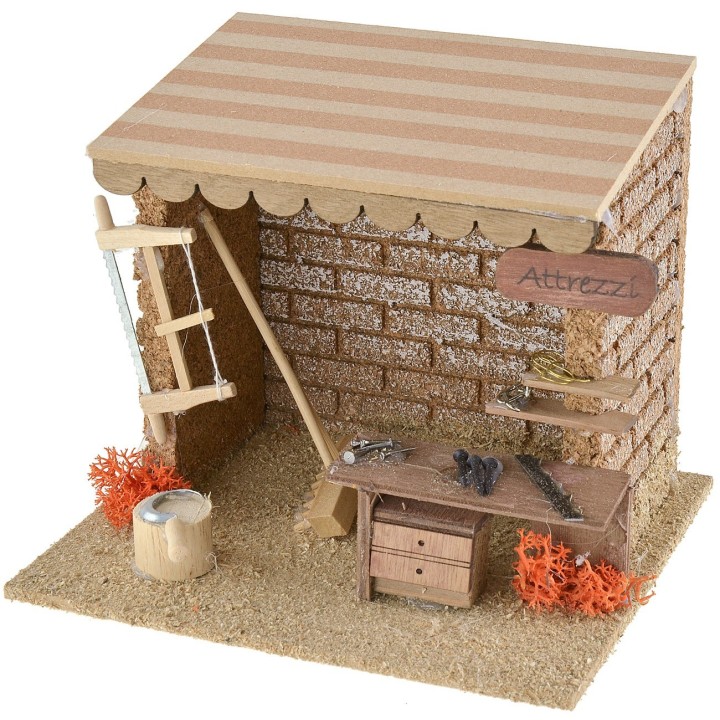 Workshop with work tools for nativity scenes 15x13x12.5 cm