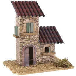 Doppia casetta con tetti spioventi per presepe cm 12x9x13
