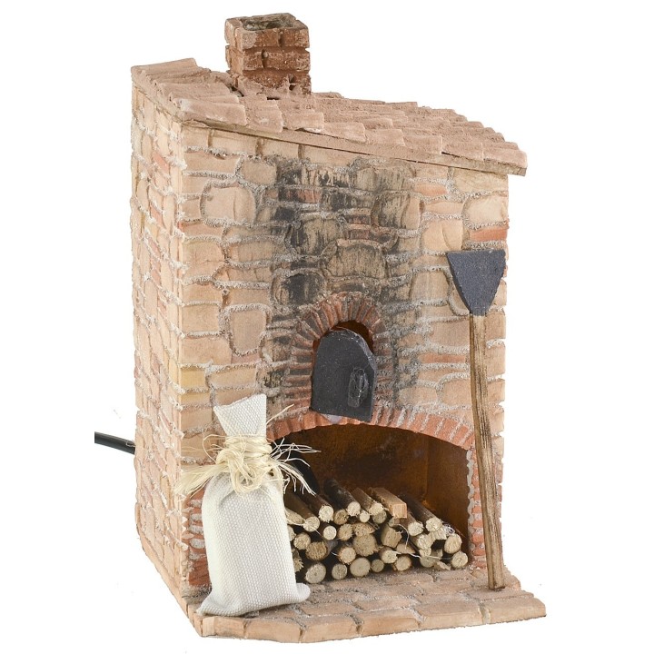 Stuccoed oven with working fireplace for nativity scene