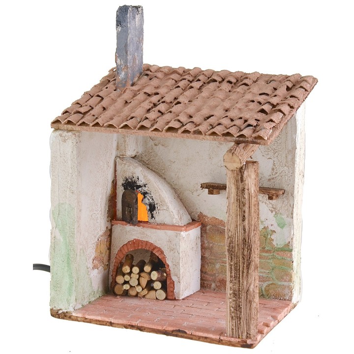 Oven stuccoed and working with canopy 15x12x22.5 cm h