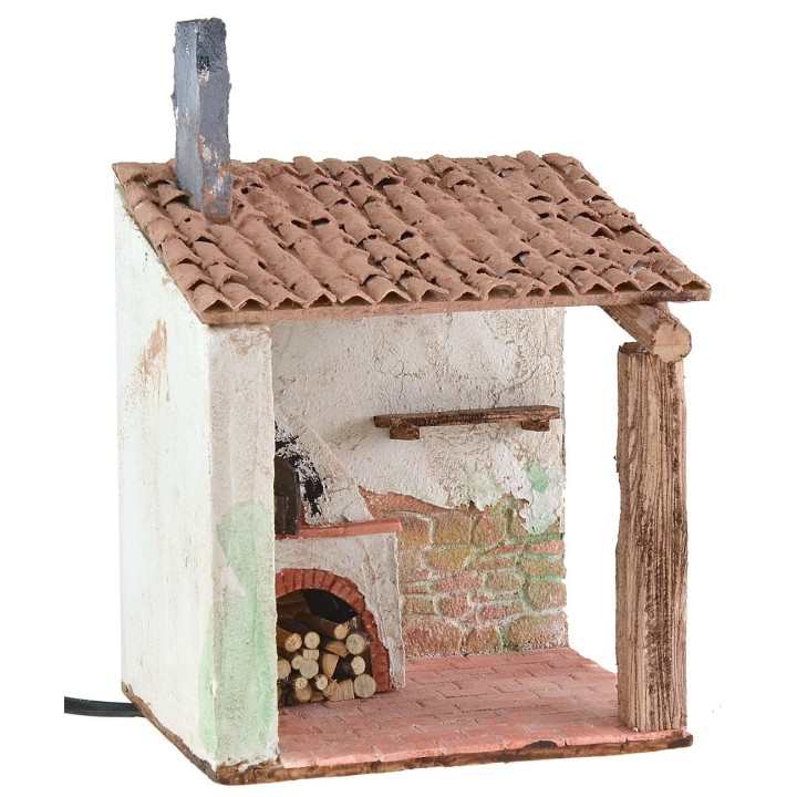 Horno estucado y funcional con tejado de 15x12x22,5 cm h