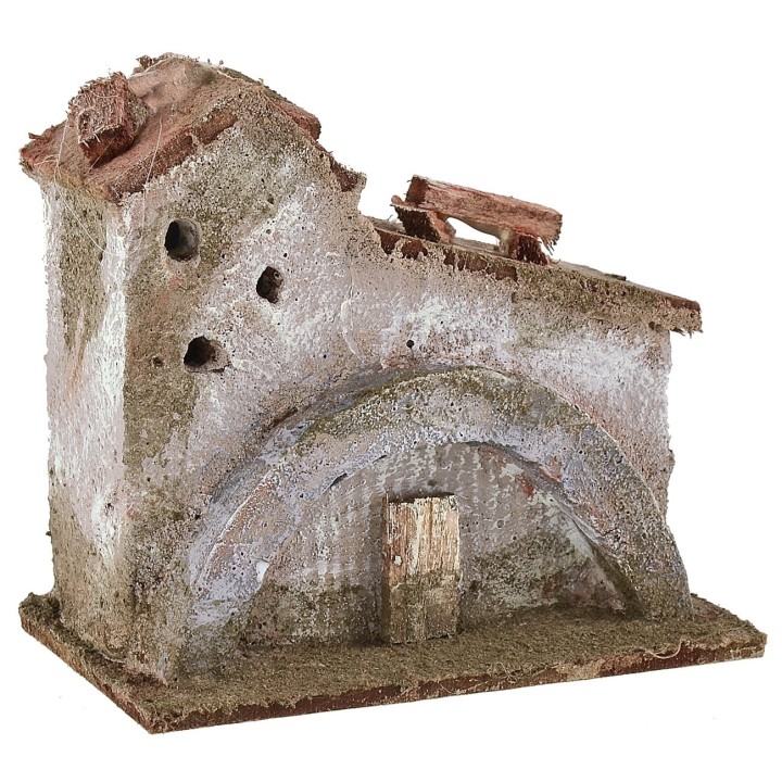 Casita con arco para belén de 9x5,5x8 cm h