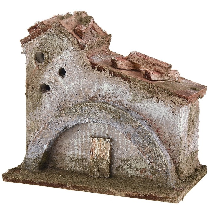 Casita con arco para belén de 9x5,5x8 cm h