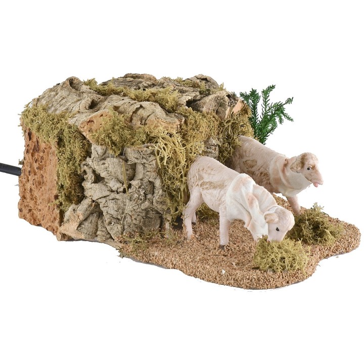 Due pecore in movimento per statue da cm 14-15 che mangiano