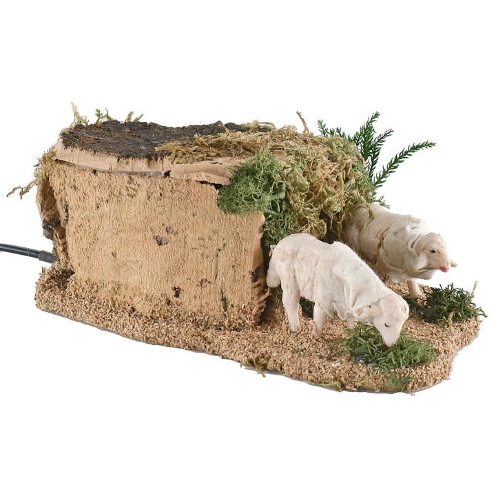 Pecore in movimento per statue da 10 che brucano cm 13x20x7 h