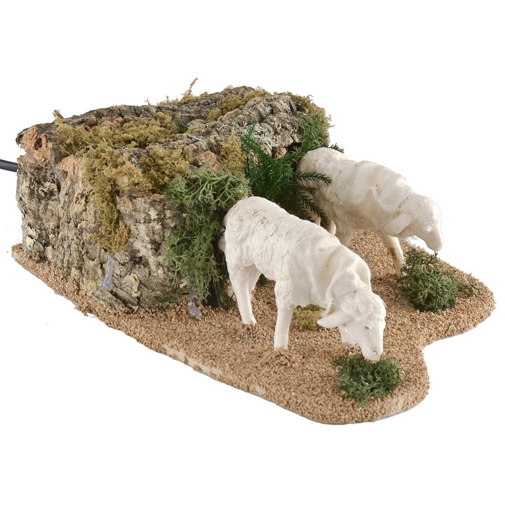 Pair of moving sheep for statues 20-24 cm grazing on grass