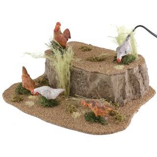 Quattro galline e gallo per statue da cm 20 a 30 in movimento