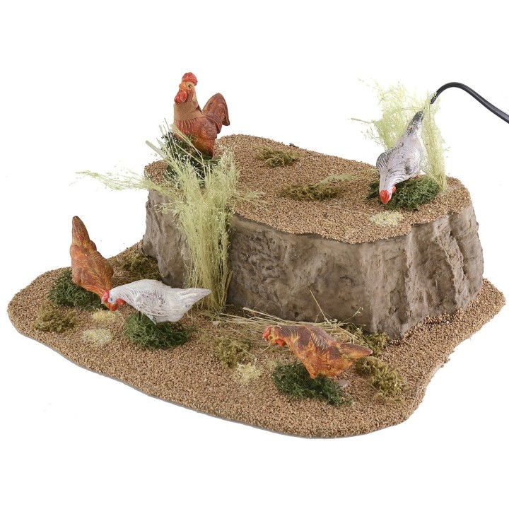 Quattro galline e gallo per statue da cm 20 a 30 in movimento