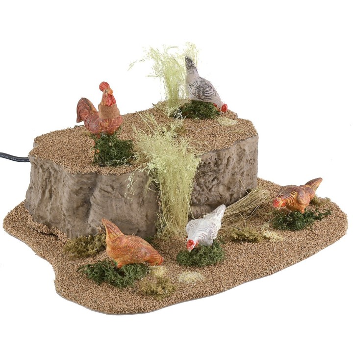 Cuatro gallinas y un gallo para estatuas de 20 a 30 cm en