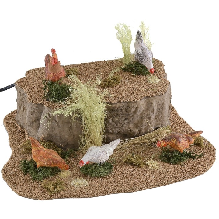 Quattro galline e gallo per statue da cm 20 a 30 in movimento