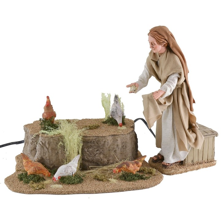 Cuatro gallinas y un gallo para estatuas de 20 a 30 cm en