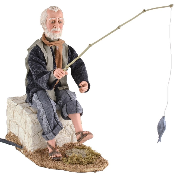 Seated fisherman with triple movement series 30 cm