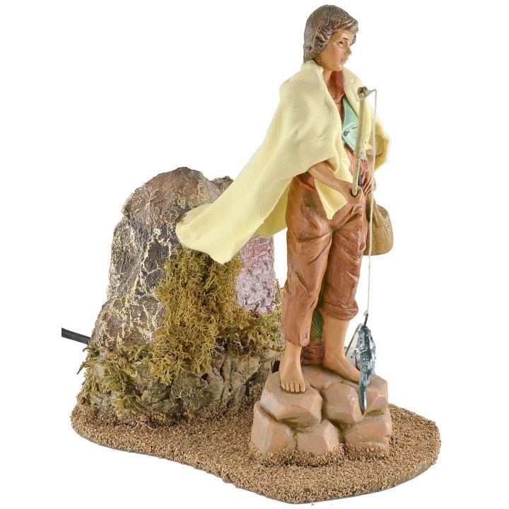 Fisherman on the rock in motion 19 cm Fontanini