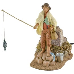 Fisherman on the rock in motion 19 cm Fontanini