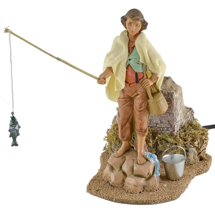 Fisherman on the rock in motion 19 cm Fontanini