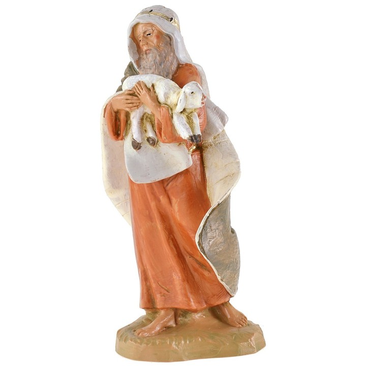 Old man with lamb in his arms 19 cm Fontanini