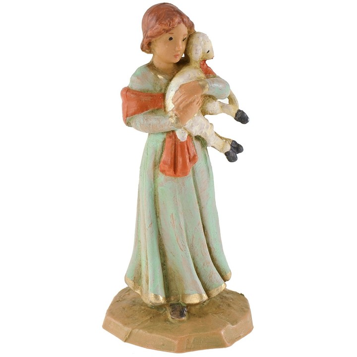 Girl with lamb in her arms 6.5 cm Fontanini