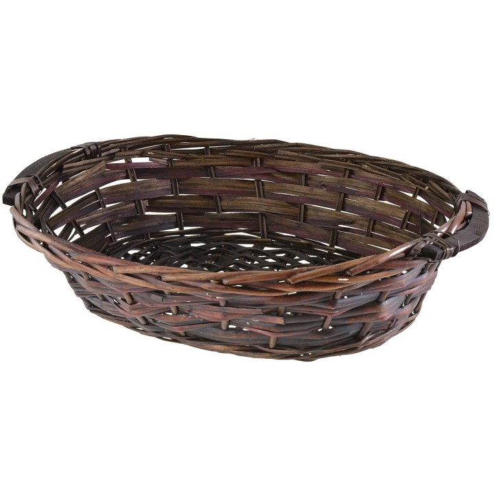Oval dark wicker basket cm with handles 51x40x13 h
