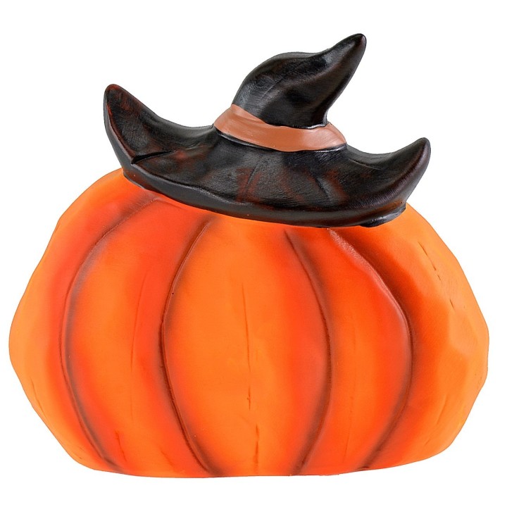 Calabaza con sombrero y luces LED que cambian de color a pilas