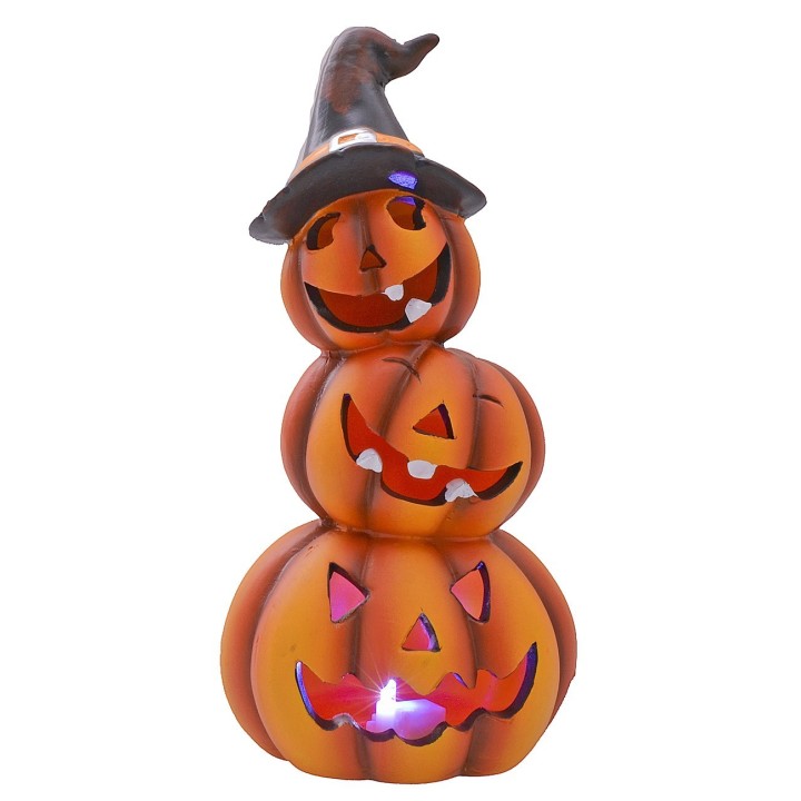 Pumpkin puppet with battery-operated color-changing LED for