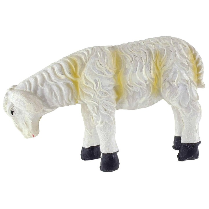 Oveja con rayas amarillas con la cabeza baja para estatuas de