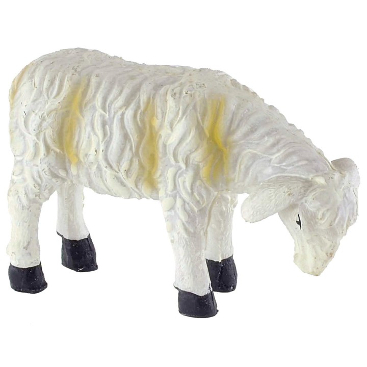 Oveja con rayas amarillas con la cabeza baja para estatuas de