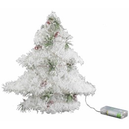 Árbol de Navidad blanco con micro LED a batería h 30 cm