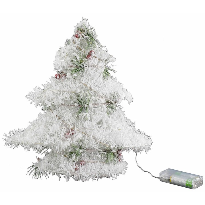 Árbol de Navidad blanco con micro LED a batería h 30 cm
