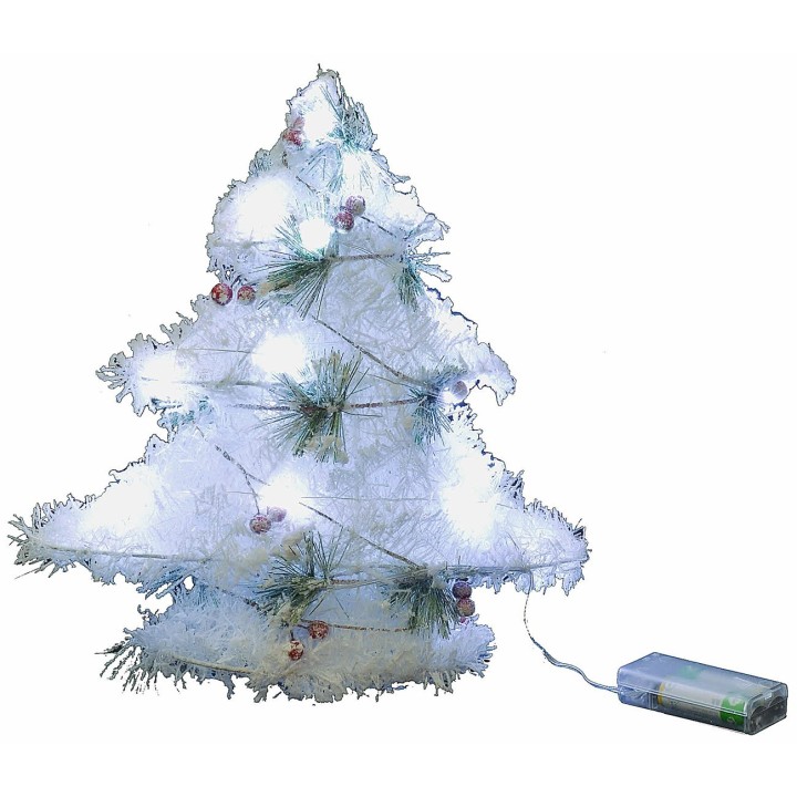 White Christmas tree with battery-operated micro LED h 30 cm