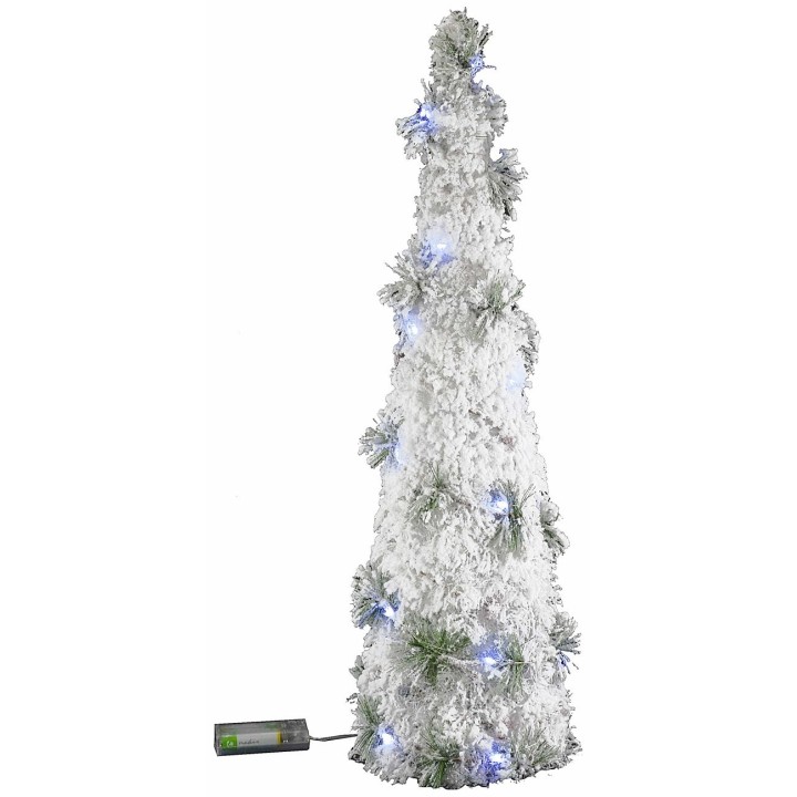 Árbol nevado con micro luces LED a batería de 60 cm de altura.