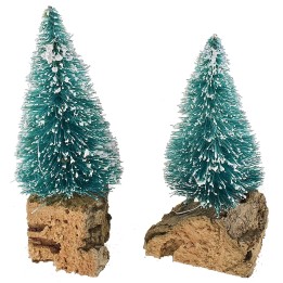Set of 2 pine trees with base h 9 cm