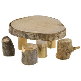 Round wooden table with stools h 5.5 cm
