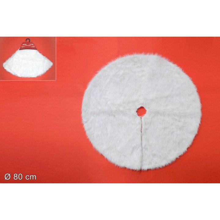 Tappeto di pelliccia bianco ø 80 cm per coprialbero di Natale