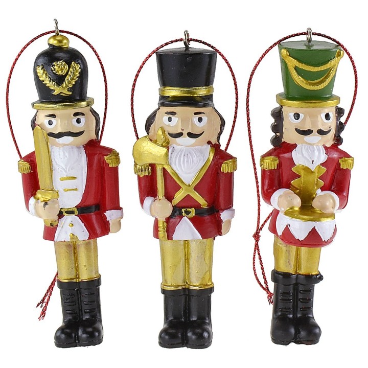 Set of 6 Christmas tree hanger soldiers 10 cm h