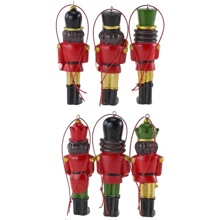 Set 6 soldatini appendino per albero di natale cm 10 h