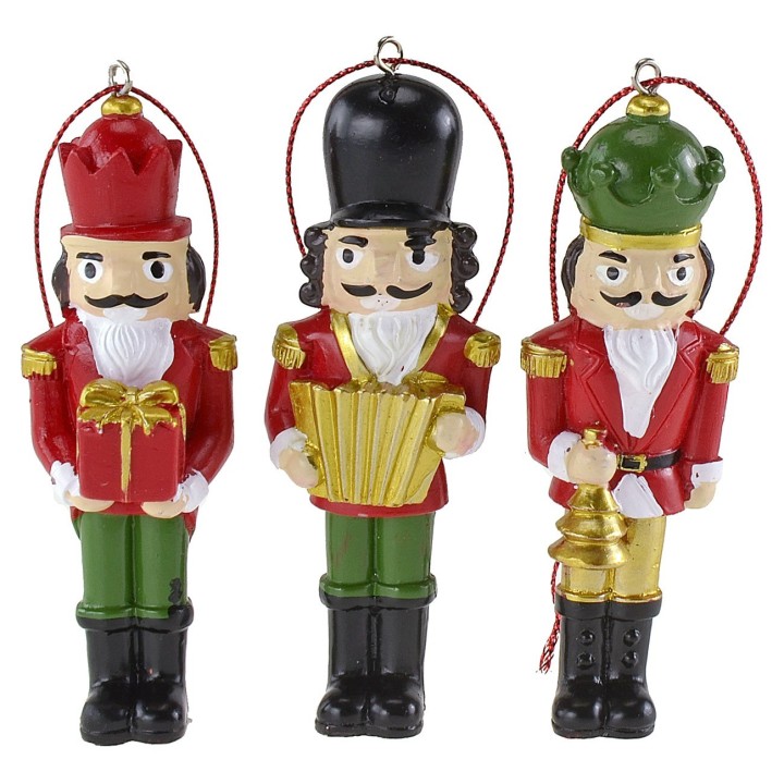 Set of 6 Christmas tree hanger soldiers 10 cm h