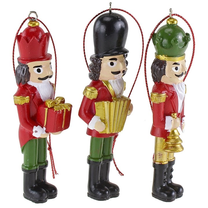 Juego de 6 soldaditos colgantes para árbol de Navidad de 10 cm