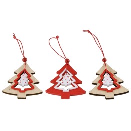 Set 3 appendini albero in legno cm 6,8x8 h Natale
