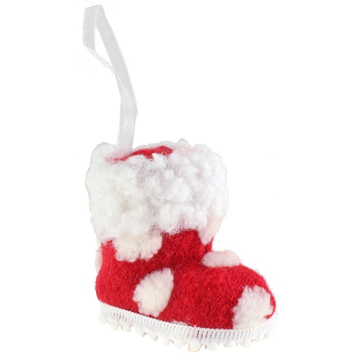 Christmas polka dot boot hanger 5.5x8.5x8 cm h