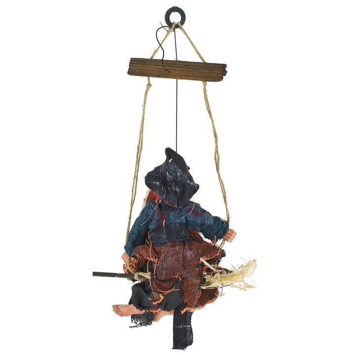 Befana insegna welcome d'appendere con luci e suoni 44 cm