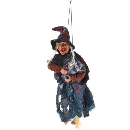Befana d'appendere con luci e suoni 42 cm