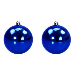 Coloca 2 bolas azules para árbol de Navidad ø 10 cm.