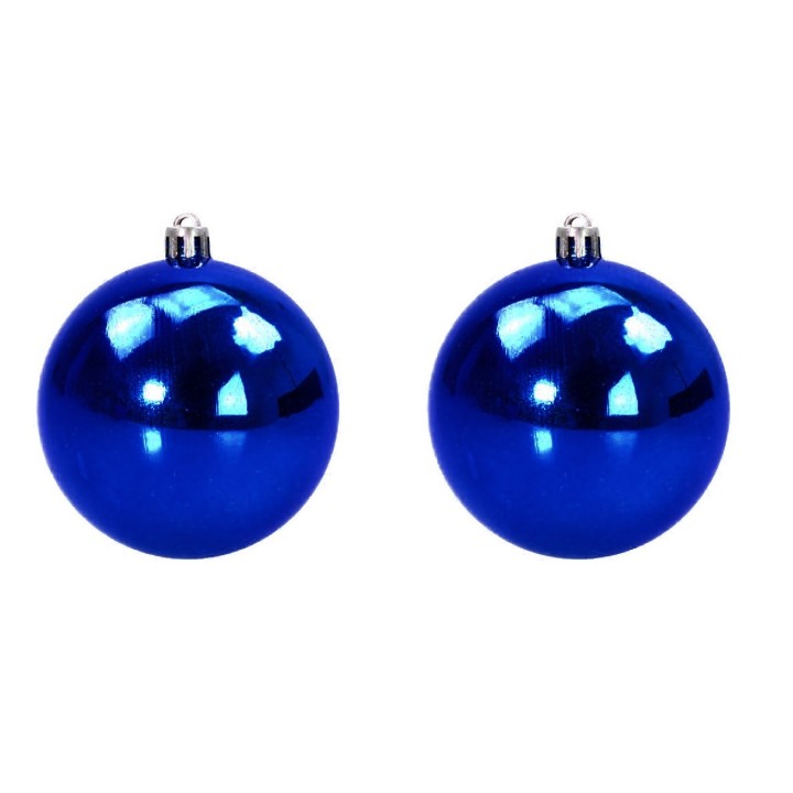 Set 2 palline blu per albero di Natale ø 10 cm