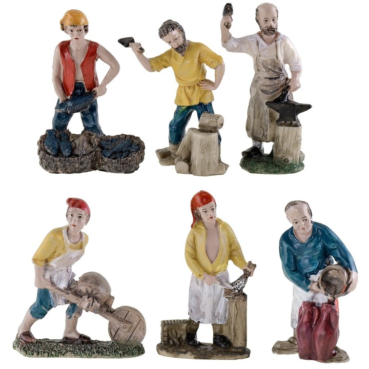 Set 6 statuine in resina serie 10 cm