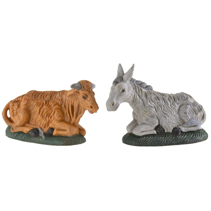 Set bue ed asinello in pvc per statuine da 10 cm