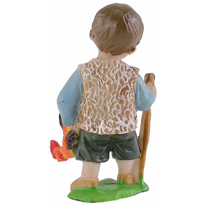 Shepherd boy with rooster in resin 7 cm Oliver child style