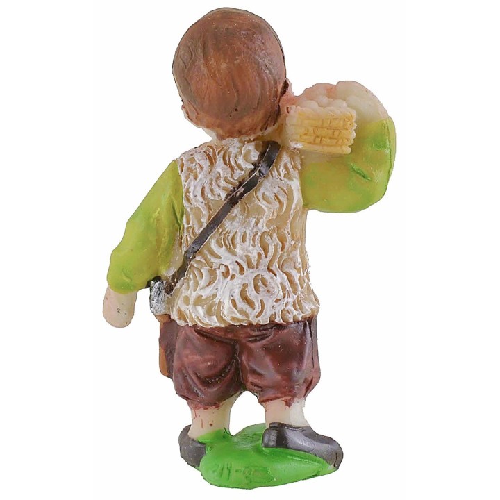 Pastorello con cesto di uova in resina cm 7 stile bambino Oliver
