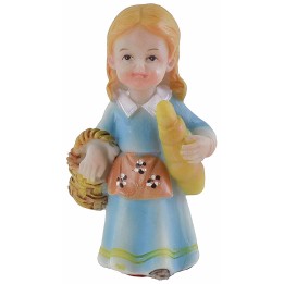 Shepherdess with bread in resin 7 cm Oliver child style
