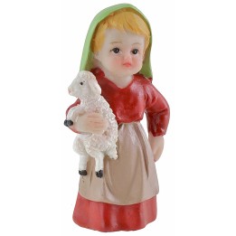 Shepherdess with lamb in resin 7 cm Oliver child style