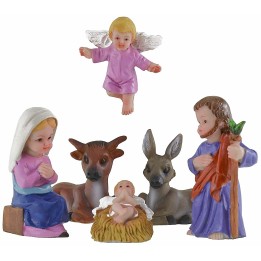 Natività 6 soggetti in resina cm 7 stile bambino Oliver